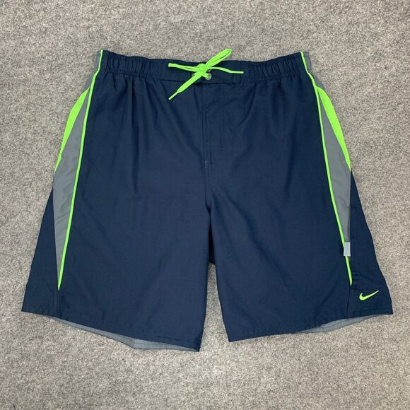 Nike Shorts Mens L Large Navy Colorblock Swimming Water Beach Swim Lined Trunks - Picture 2 of 14